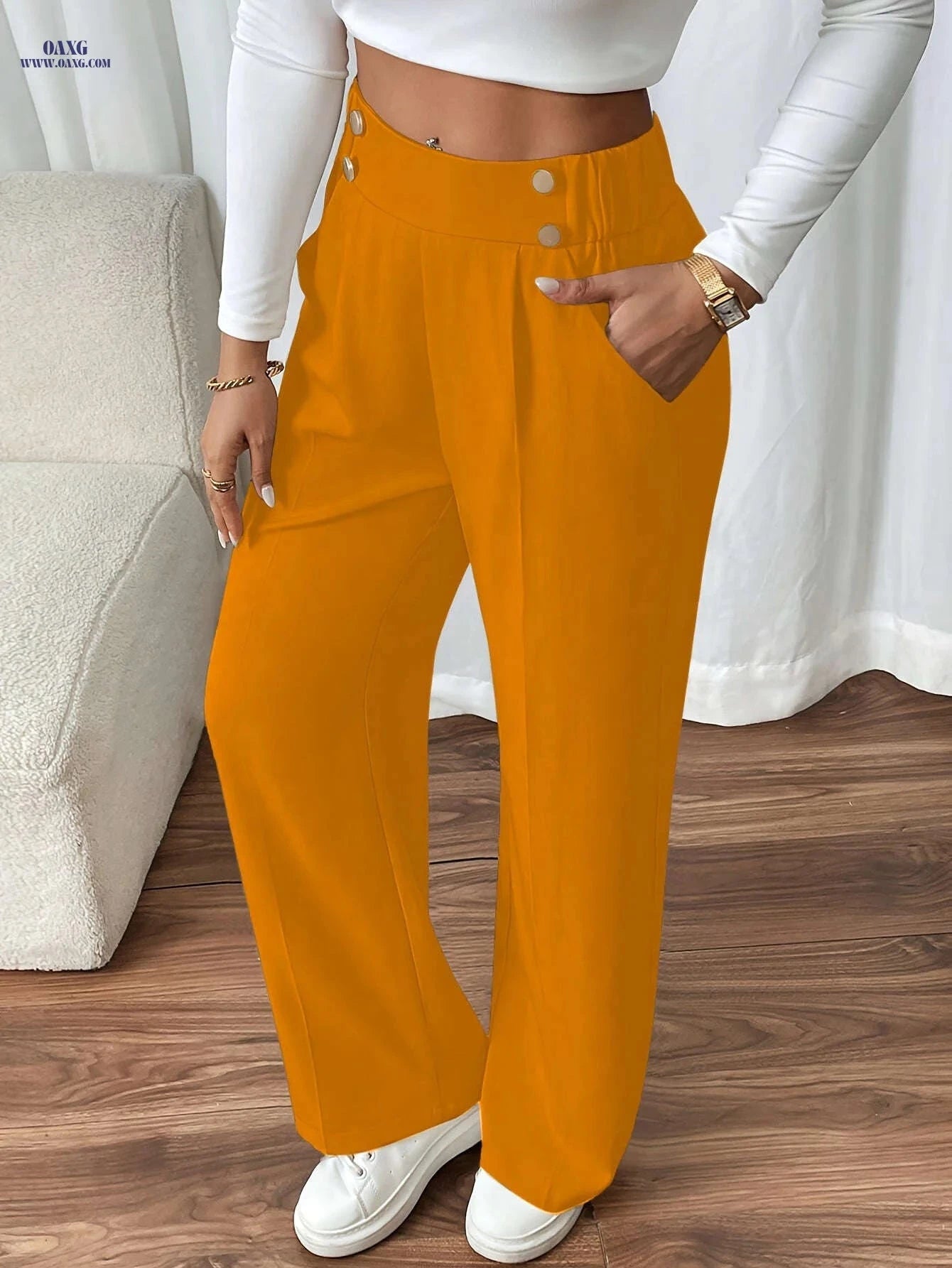 Elegant Casual Minimalist Women's Long Pants - All-Season Comfort   OAXG 