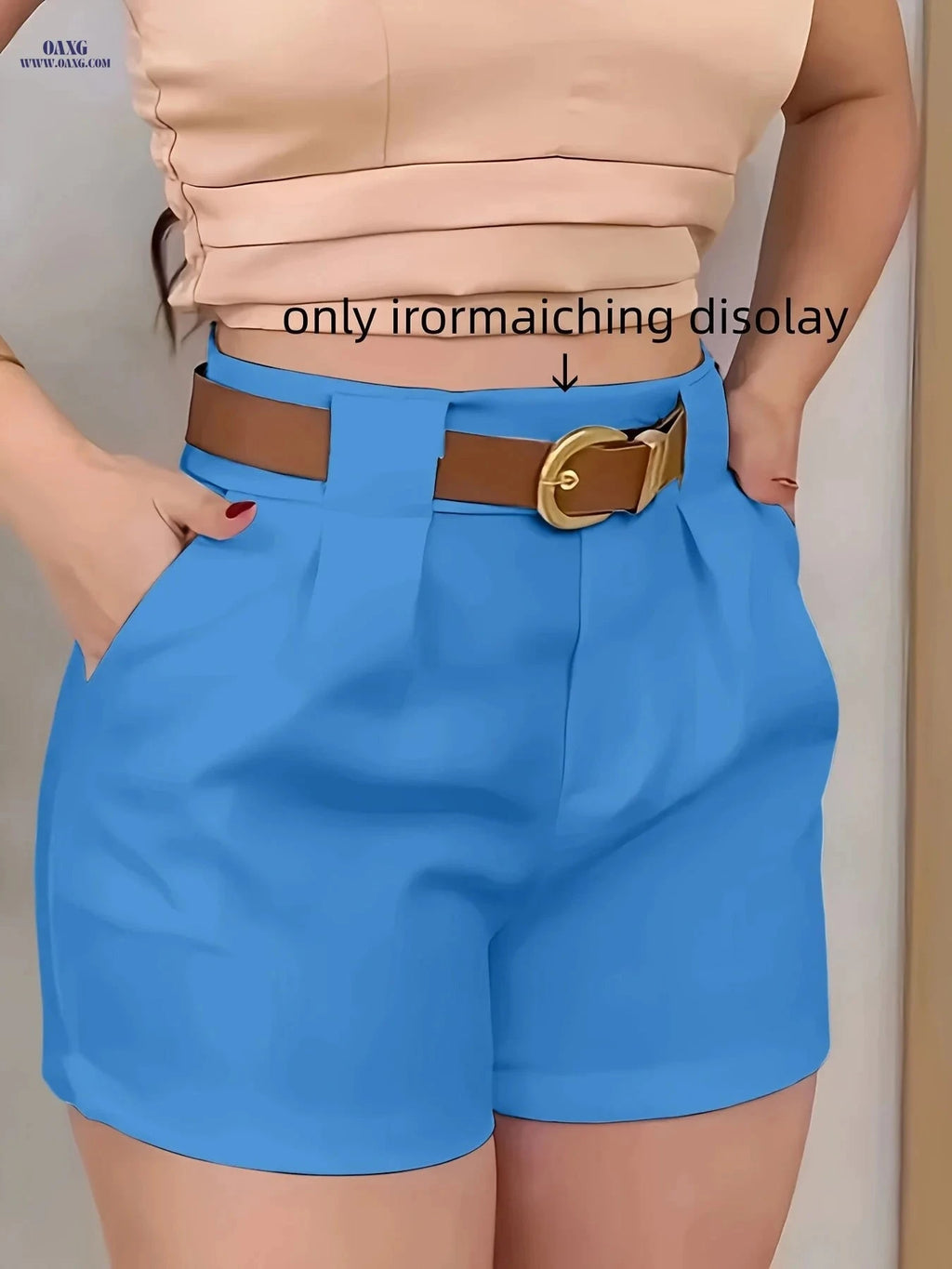 Elegant Casual Shorts Without Belt - 100% Polyester, Pocket Design   OAXG 