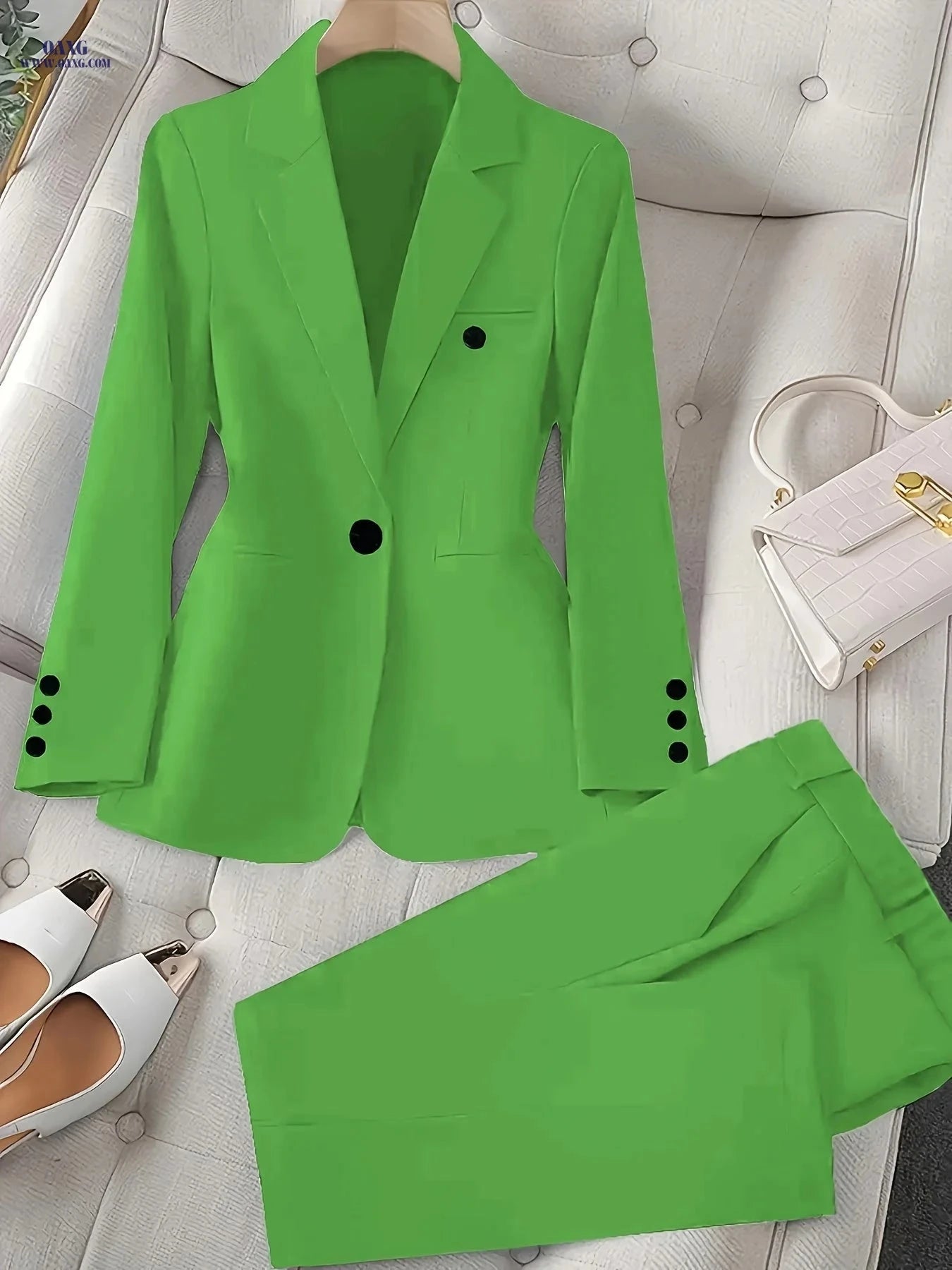 Elegant Casual Two-Piece Set - Blazer and Trousers for Business Style   OAXG 