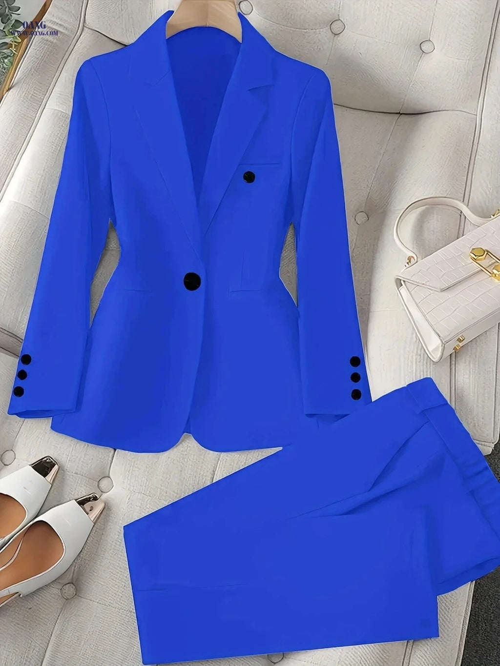 Elegant Casual Two-Piece Set - Blazer and Trousers for Business Style   OAXG 