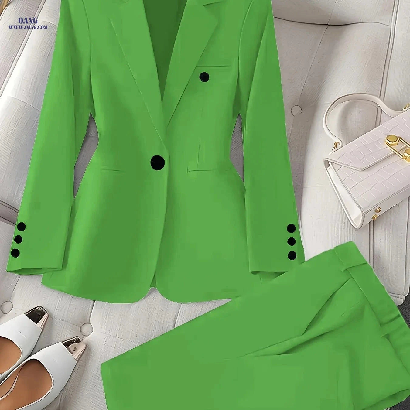 Elegant Casual Two-Piece Set - Blazer and Trousers for Business Style   OAXG 