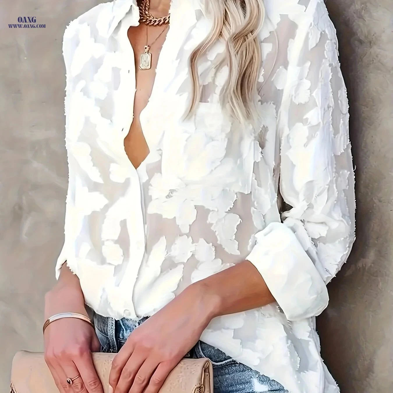 Elegant Classic Jacquard Open Front Shirt - Td030118 for All Seasons   OAXG Lemon Yellow / S