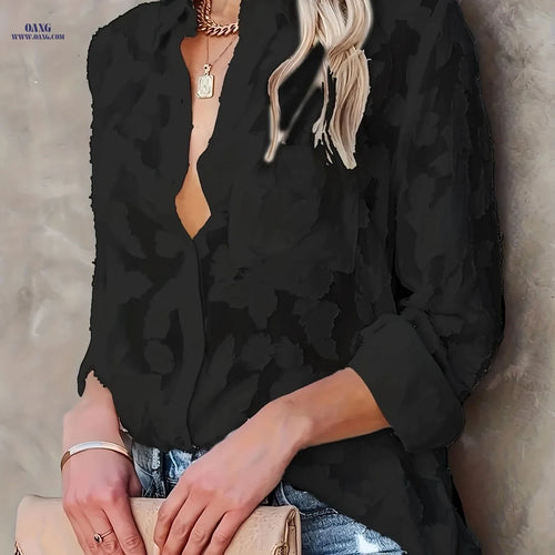 Elegant Classic Jacquard Open Front Shirt - Td030118 for All Seasons   OAXG Lemon Yellow / S