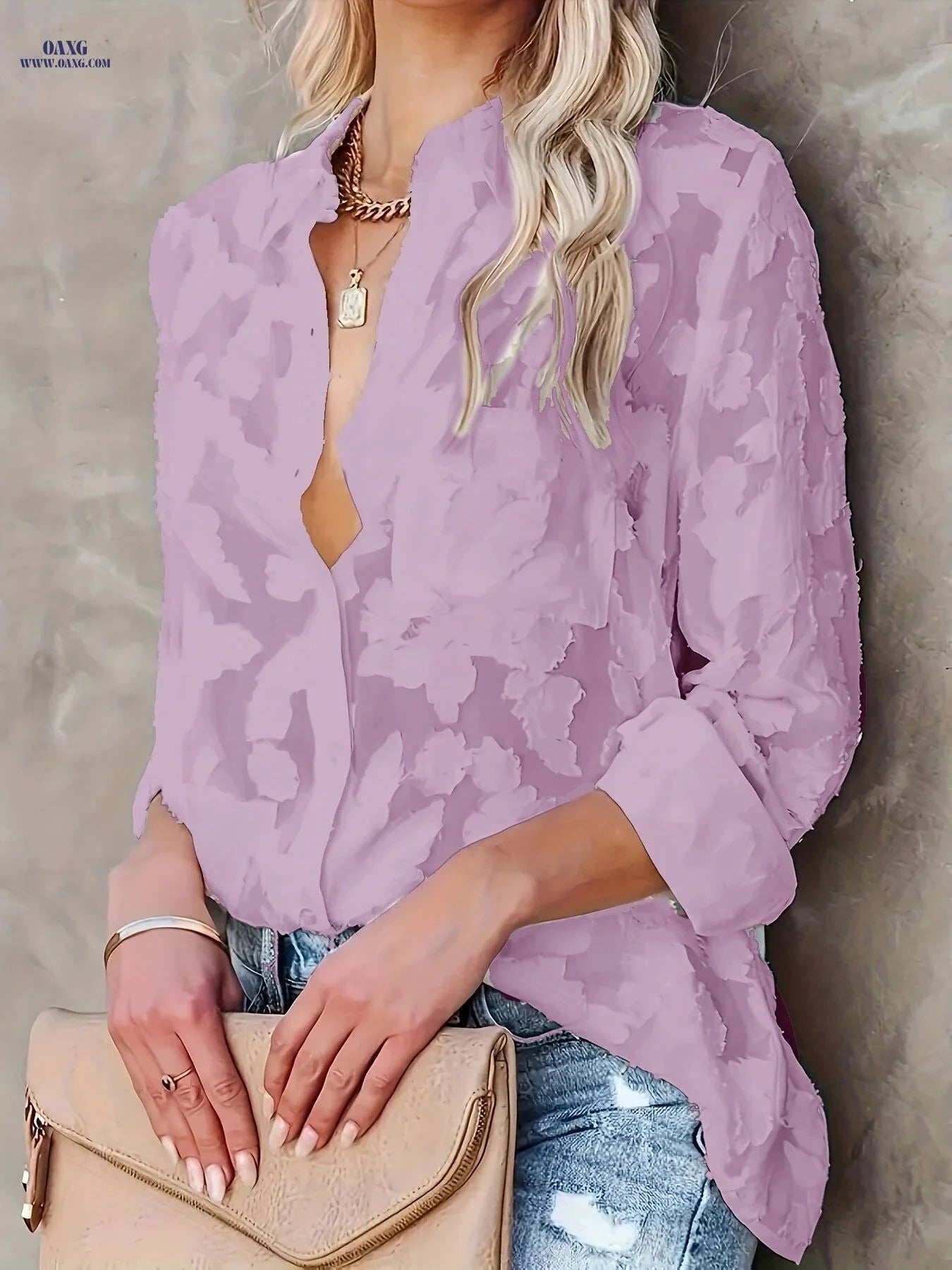 Elegant Classic Jacquard Open Front Shirt - Td030118 for All Seasons   OAXG Lemon Yellow / S
