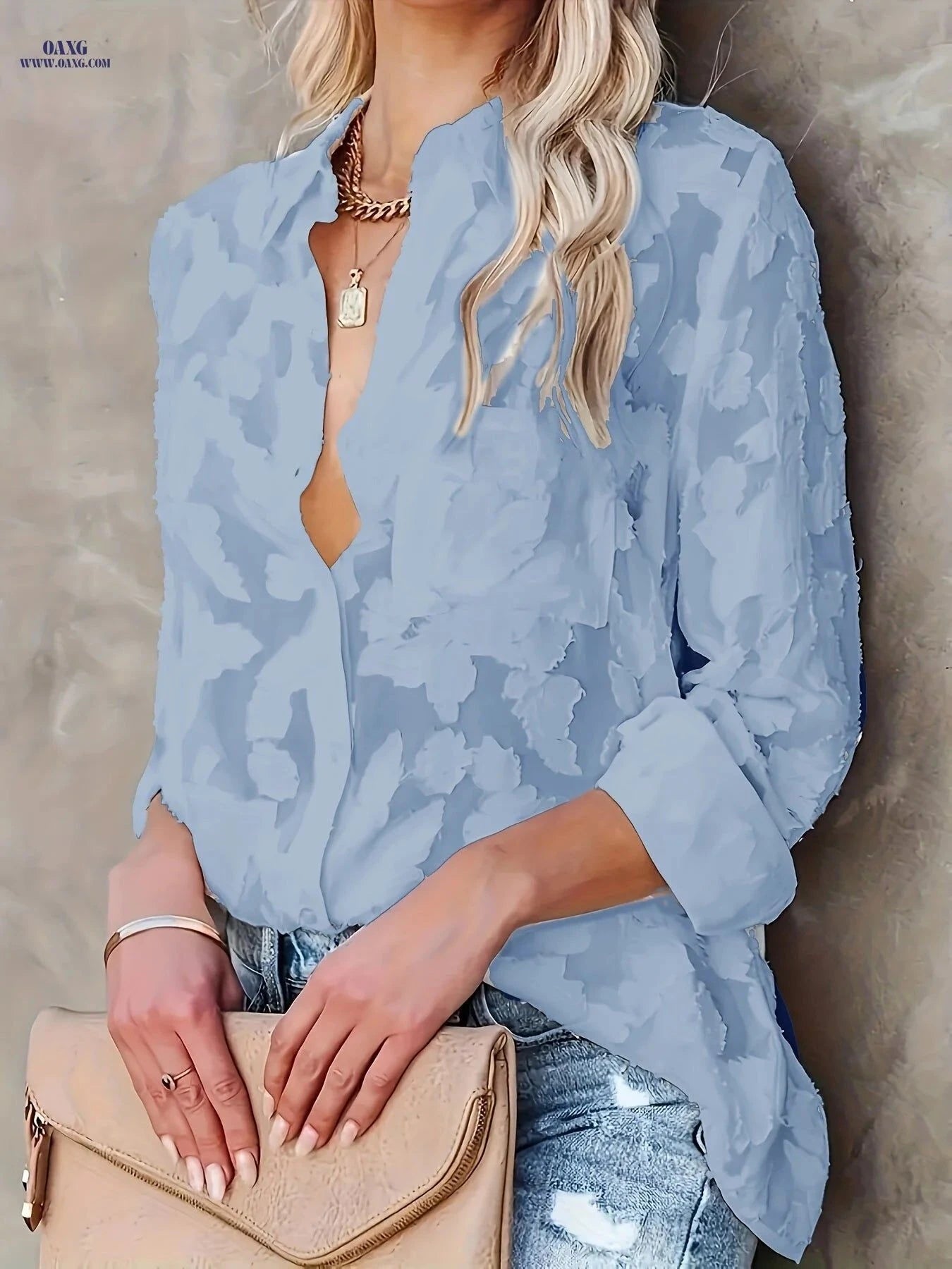 Elegant Classic Jacquard Open Front Shirt - Td030118 for All Seasons   OAXG Lemon Yellow / S