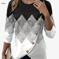 Elegant Color Block Crew Neck T-Shirt - Women's Casual Spring Style   OAXG 