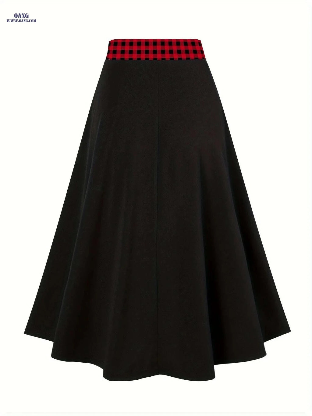 Elegant Color Block High Waist Midi Skirt - Women's A-Line Style   OAXG 