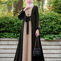 Elegant Color Block Maxi Dress - Long Sleeve, Modest Fit for Women   OAXG 