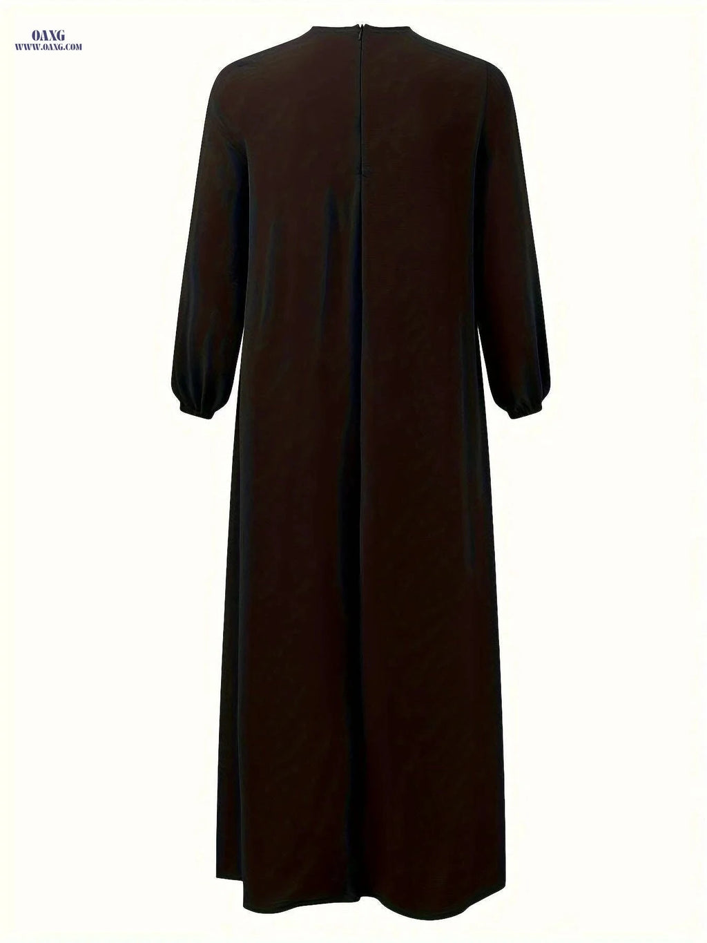 Elegant Color Block Maxi Dress - Long Sleeve, Modest Fit for Women   OAXG Black / S