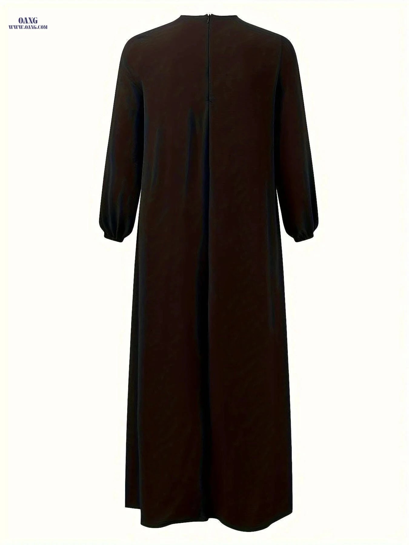 Elegant Color Block Maxi Dress - Long Sleeve, Modest Fit for Women   OAXG Black / S