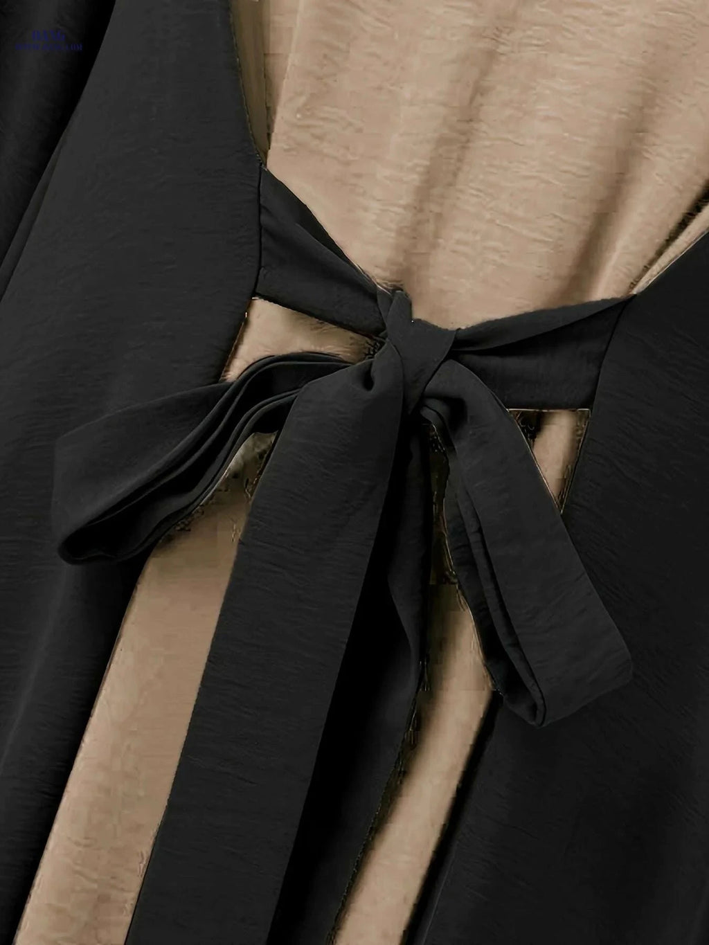 Elegant Color Block Maxi Dress - Long Sleeve, Modest Fit for Women   OAXG Black / S