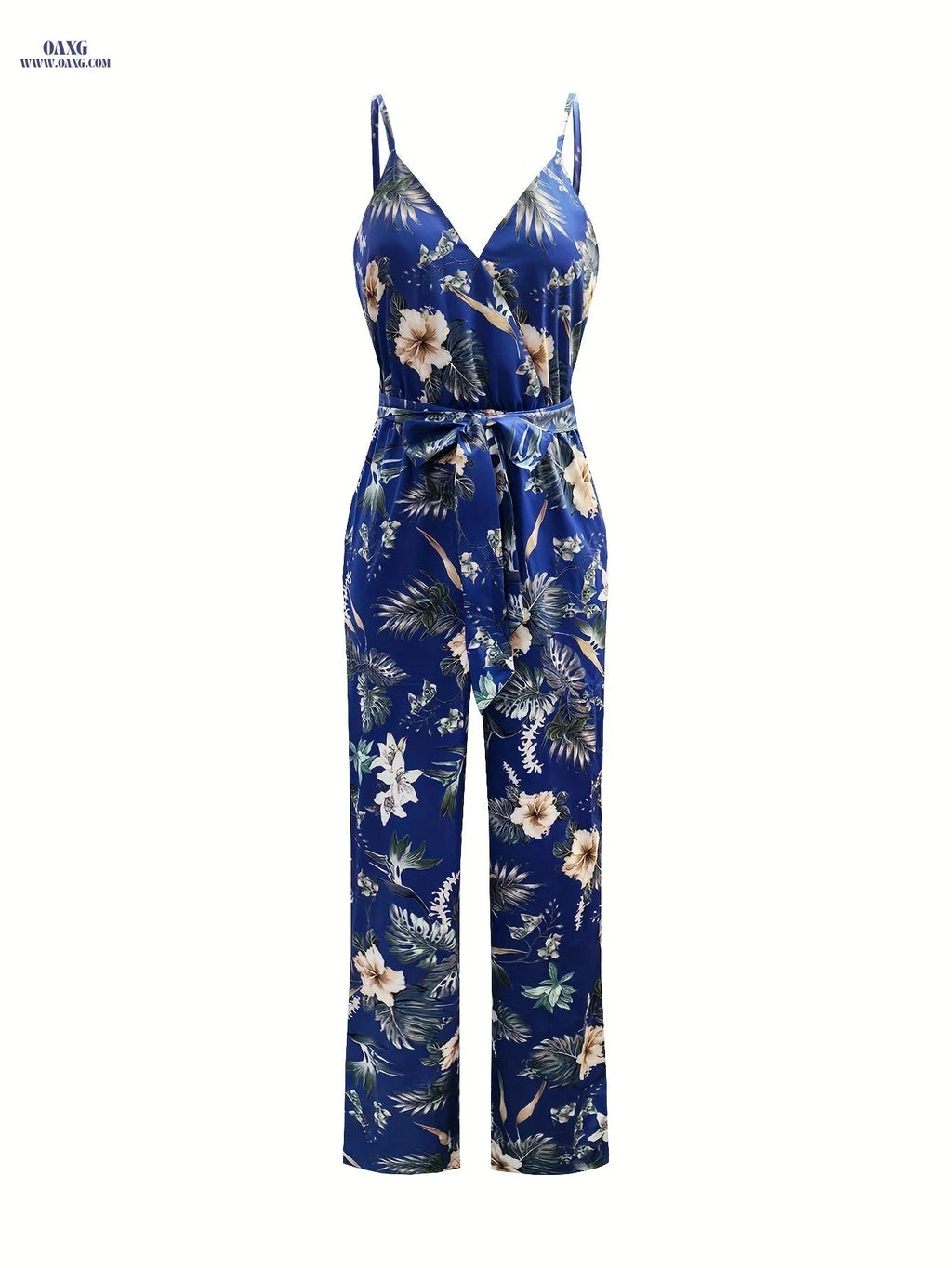 Elegant Directional Printed Jumpsuit - Floral Pattern, Strapless Design   OAXG 
