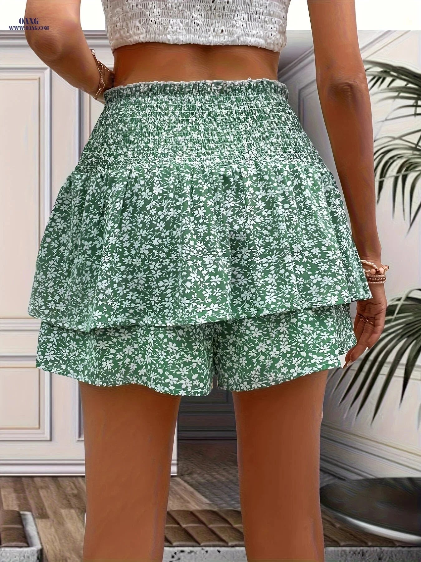 Elegant Ditsy Floral Layered Skirt - Casual Fit for All Seasons   OAXG 