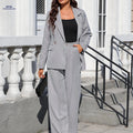 Elegant Dual-Color Checkered Blazer & Loose-Fit Trousers Set   OAXG Dark Violet / S
