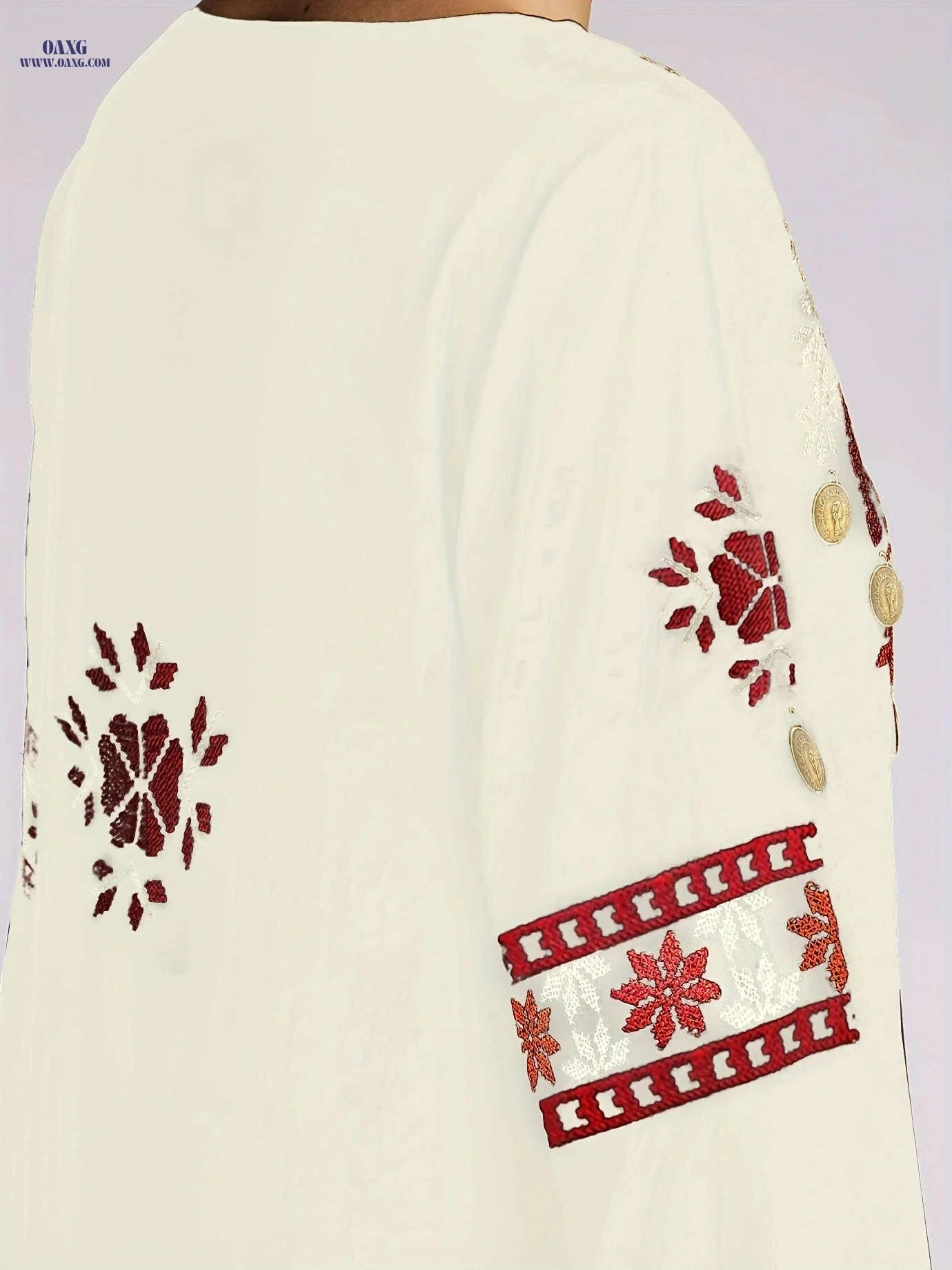 Elegant Embroidered Kaftan Dress - Middle Eastern Floral Patterns   OAXG 