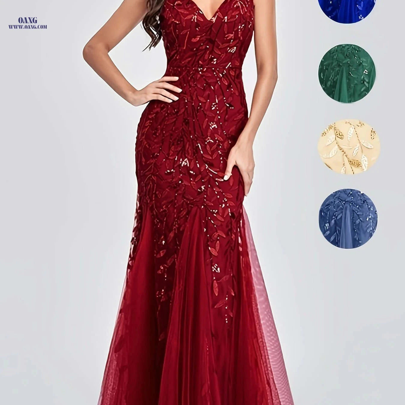 Elegant Evening Dresses - Mermaid Skirt, Sleeveless V-neck Design   OAXG 