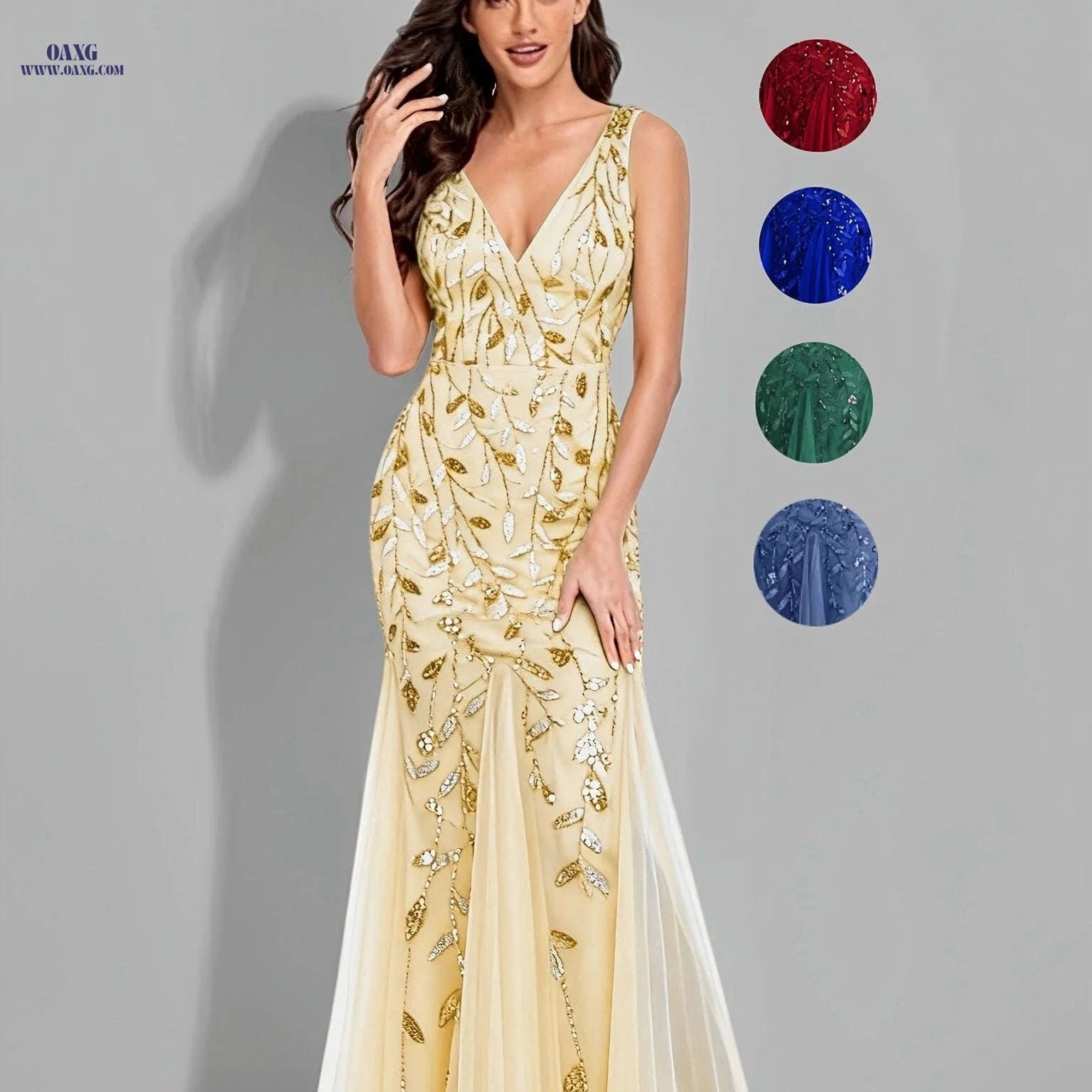 Elegant Evening Dresses - Mermaid Skirt, Sleeveless V-neck Design   OAXG 