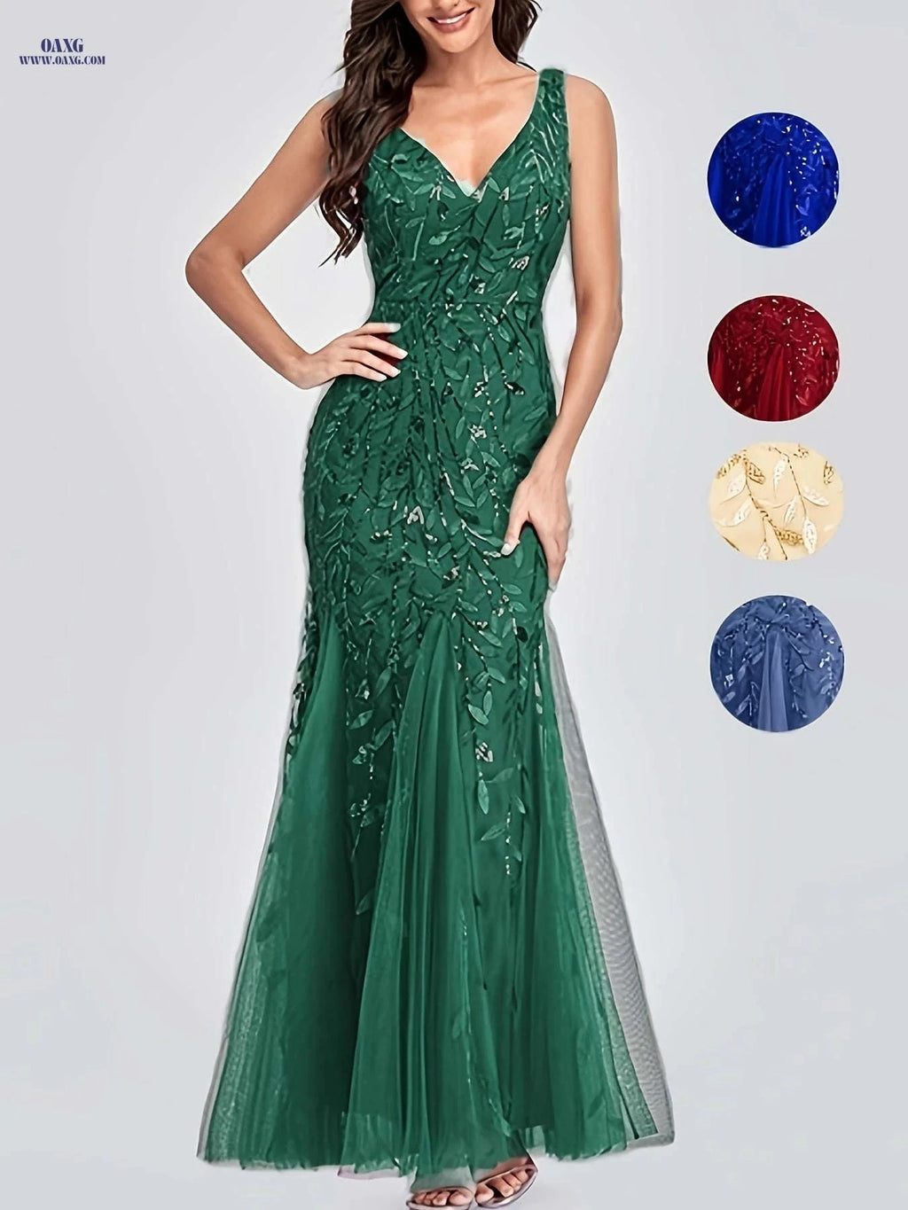 Elegant Evening Dresses - Mermaid Skirt, Sleeveless V-neck Design   OAXG 