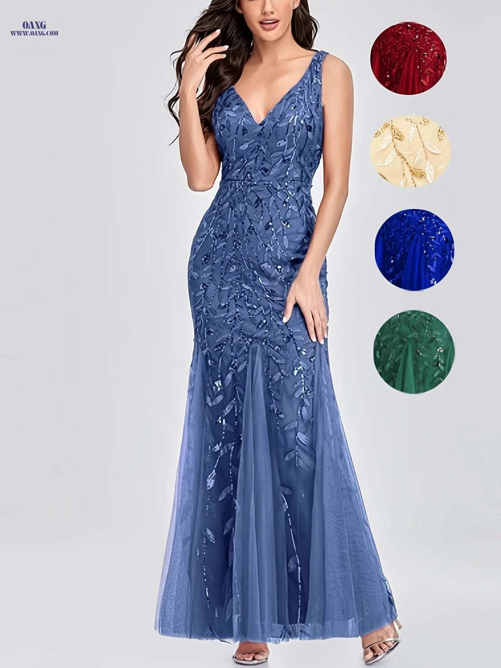 Elegant Evening Dresses - Mermaid Skirt, Sleeveless V-neck Design   OAXG 