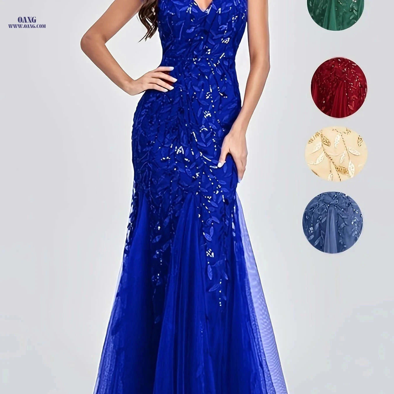 Elegant Evening Dresses - Mermaid Skirt, Sleeveless V-neck Design   OAXG Burgundy / S
