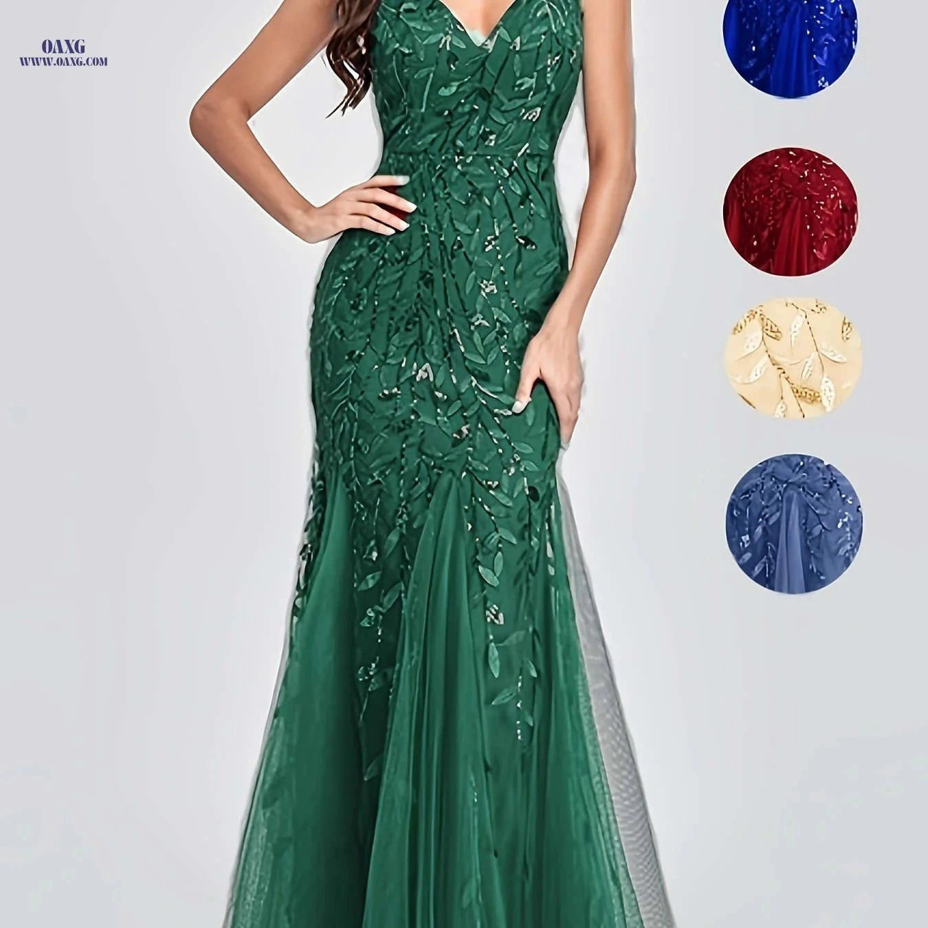 Elegant Evening Dresses - Mermaid Skirt, Sleeveless V-neck Design   OAXG Burgundy / S