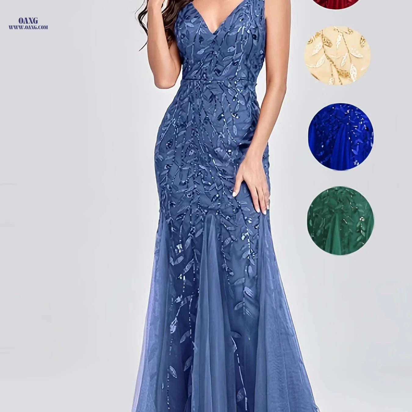 Elegant Evening Dresses - Mermaid Skirt, Sleeveless V-neck Design   OAXG 
