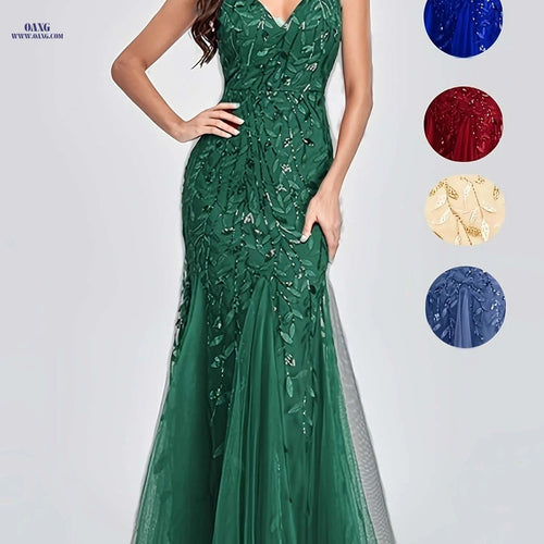 Elegant Evening Dresses - Mermaid Skirt, Sleeveless V-neck Design   OAXG 