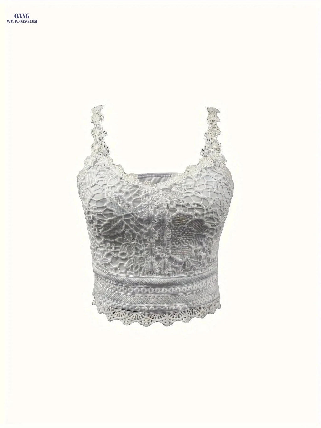 Elegant Fashion Lace Women's Tank Top - Semi-Sheer Polyester Style   OAXG Beige / S