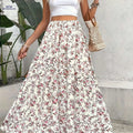 Elegant Floral A-Line Skirt - Lightweight & Machine Washable for All Seasons   OAXG 