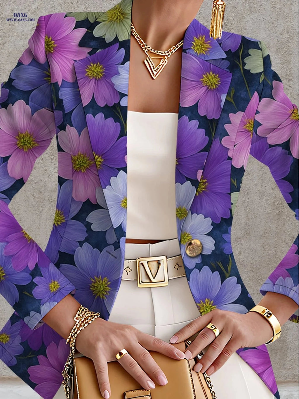 Elegant Floral Blouses for Women - Fall Fashion Outdoor Styles   OAXG Mixed colors / S