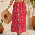 Elegant Floral Maxi Skirt for Women - High Waist A-Line Fashion   OAXG 