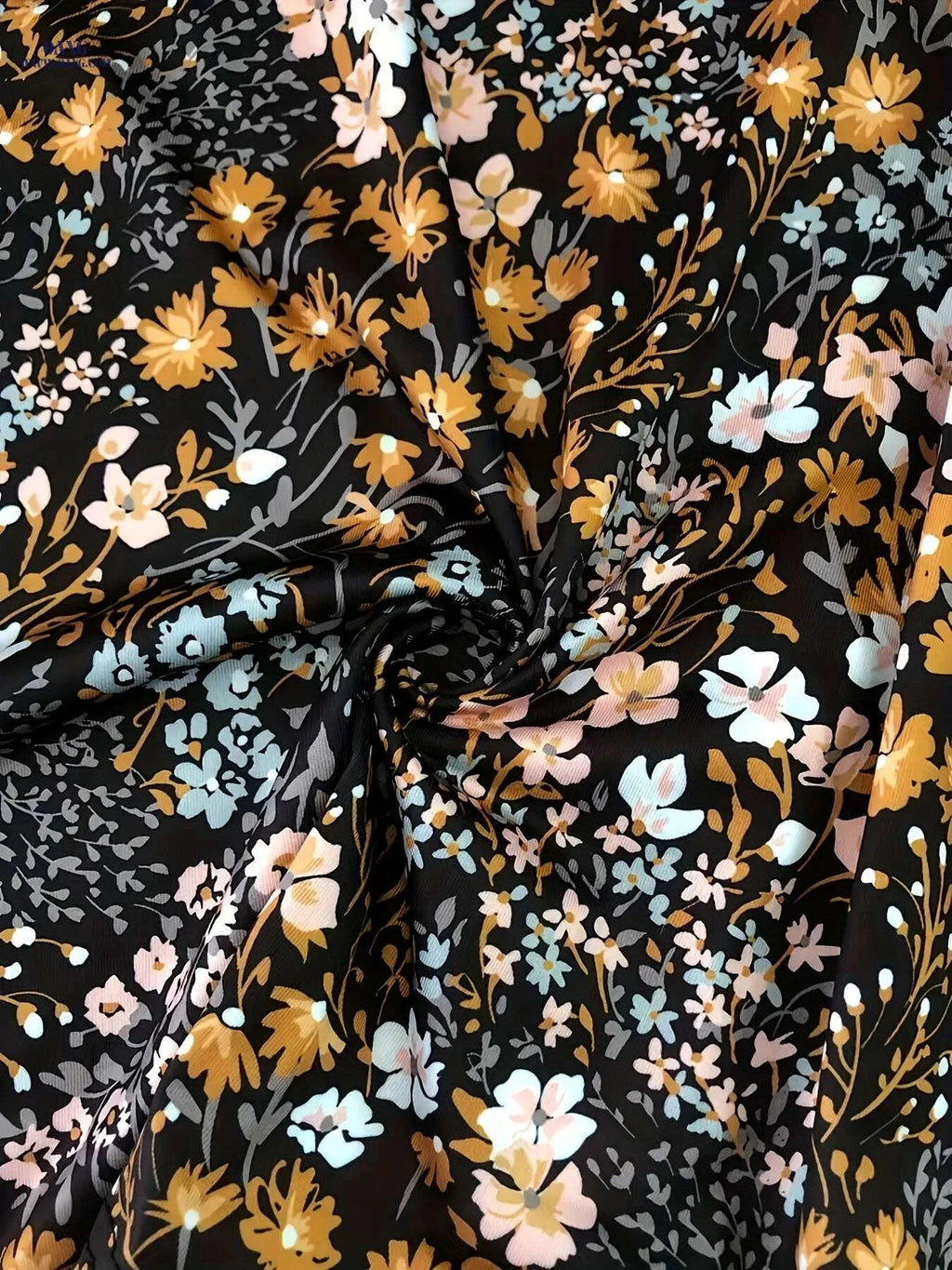 Elegant Floral Midi Skirt for Women - Geometric Pattern, All-Season   OAXG Multicolor / S