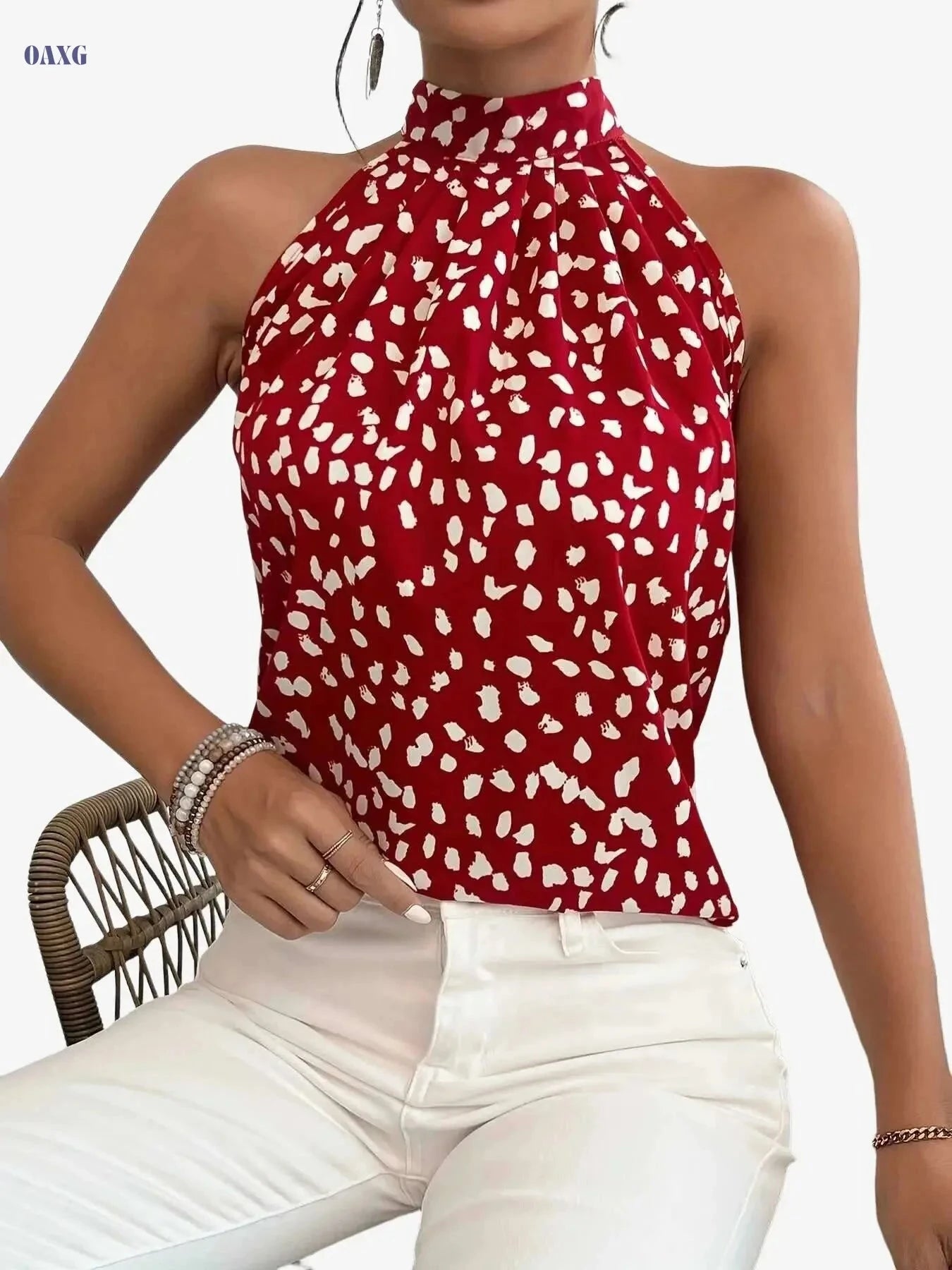 Elegant Floral Off The Shoulder Blouse - Summer Casual for Women   OAXG 【Red】 / S