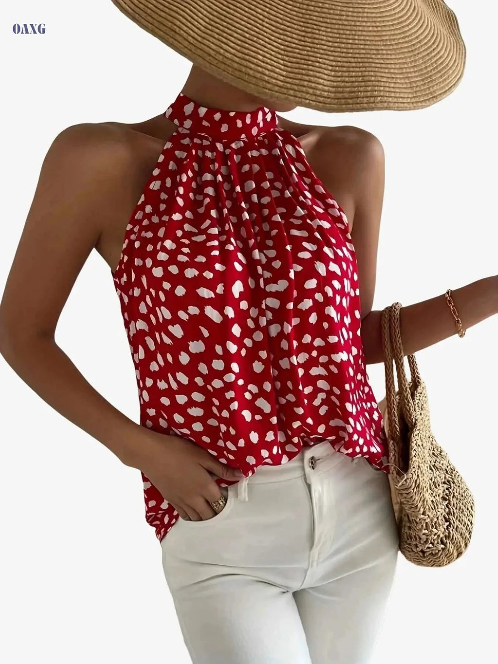 Elegant Floral Off The Shoulder Blouse - Summer Casual for Women   OAXG 【Red】 / S