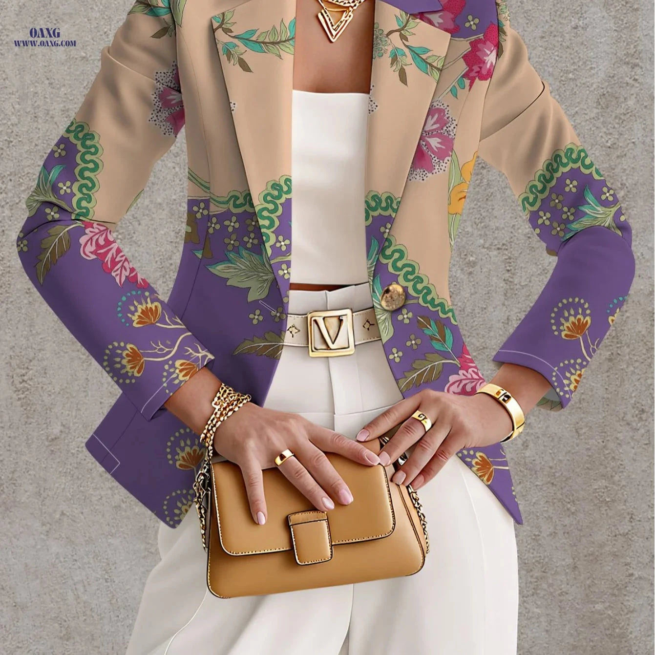 Elegant Floral Pattern Autumn Coat - Women's Fashion for Travel   OAXG 