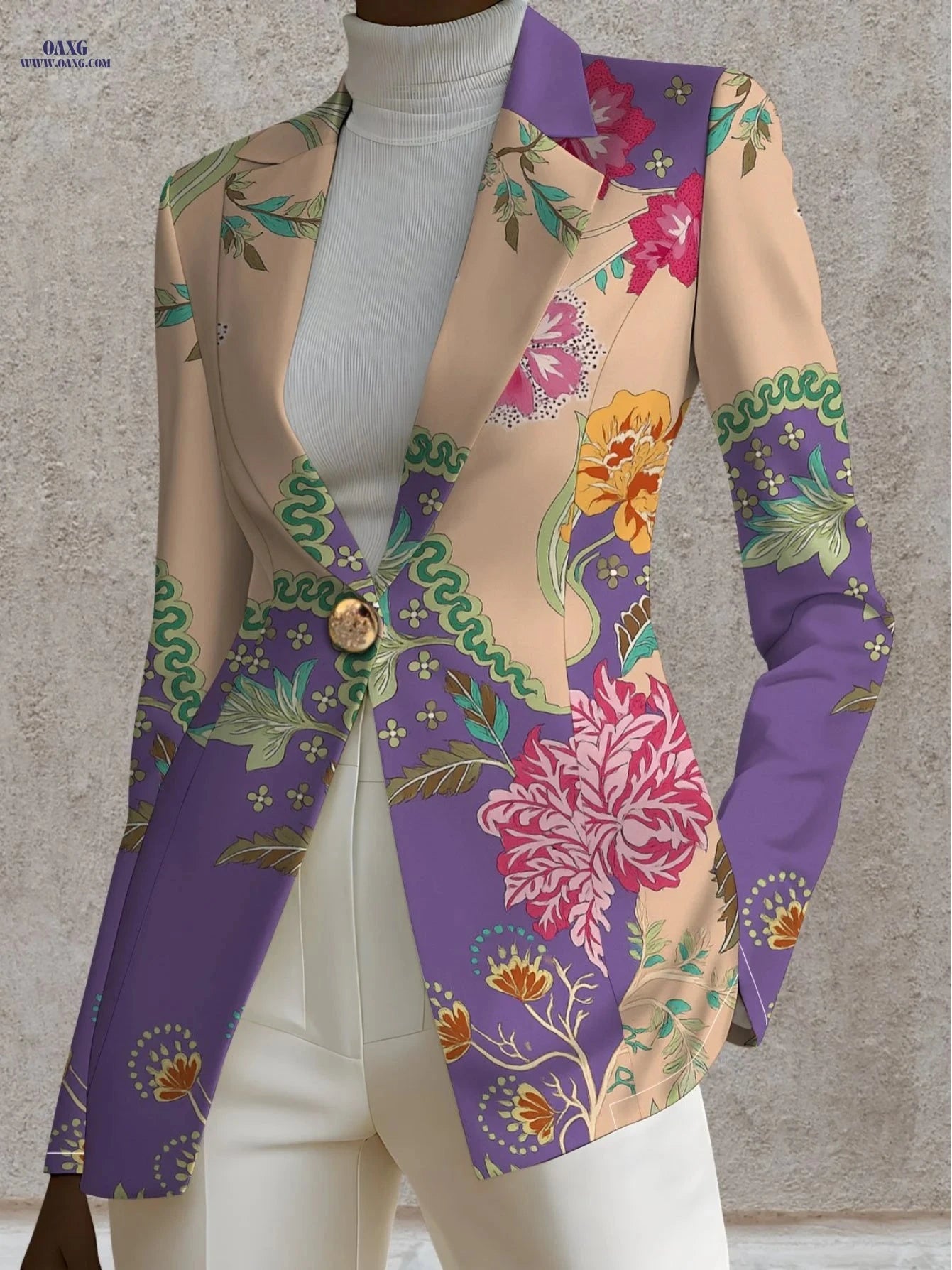 Elegant Floral Pattern Autumn Coat - Women's Fashion for Travel   OAXG 