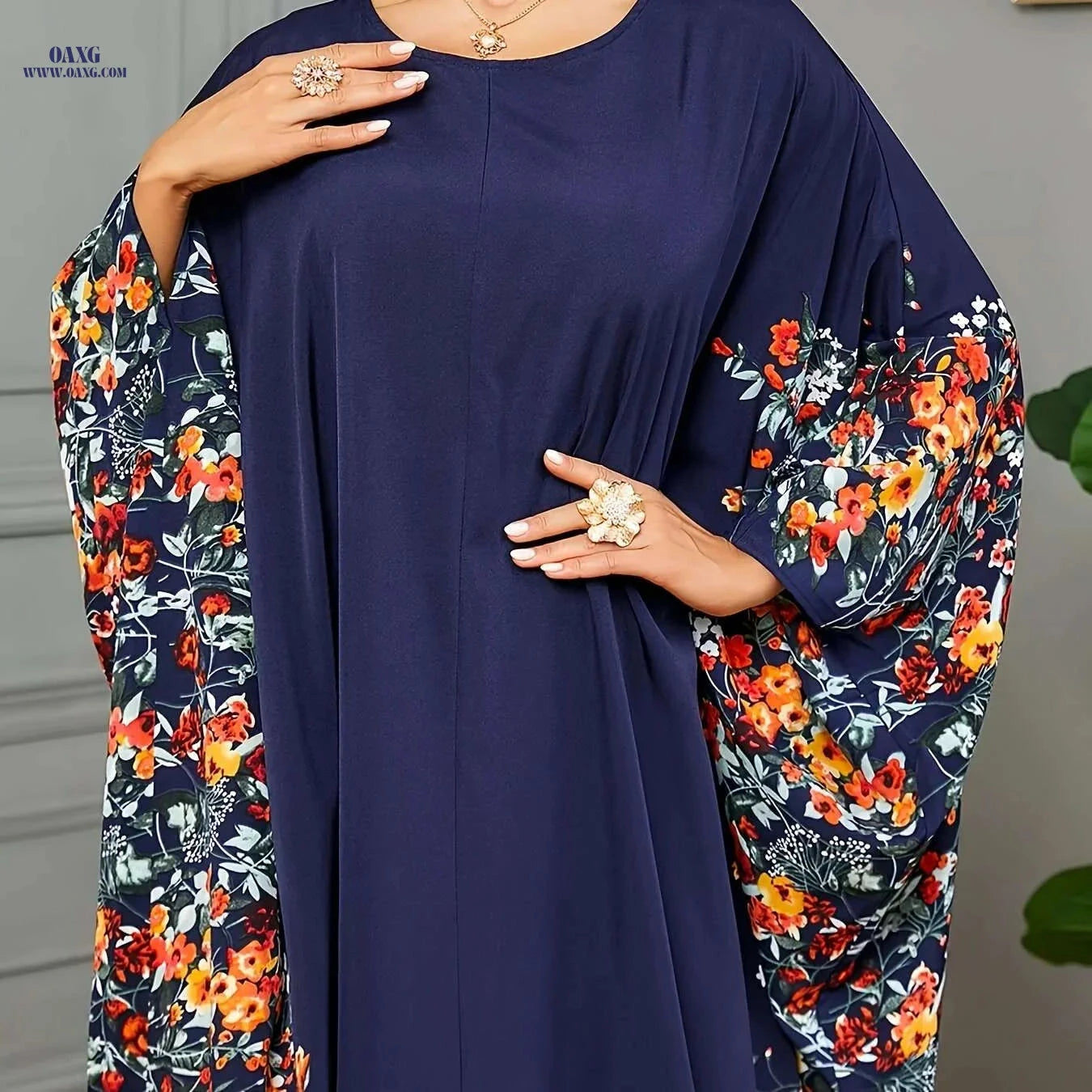 Elegant Floral Print Abaya - Long Sleeveless Dress for Spring/Summer   OAXG 
