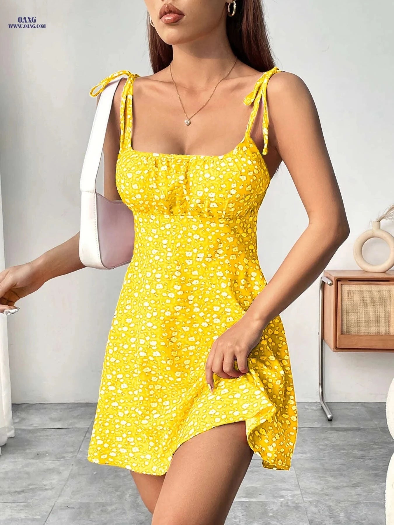 Elegant Floral Print Cami Dress - Sleeveless Midi for Women   OAXG 