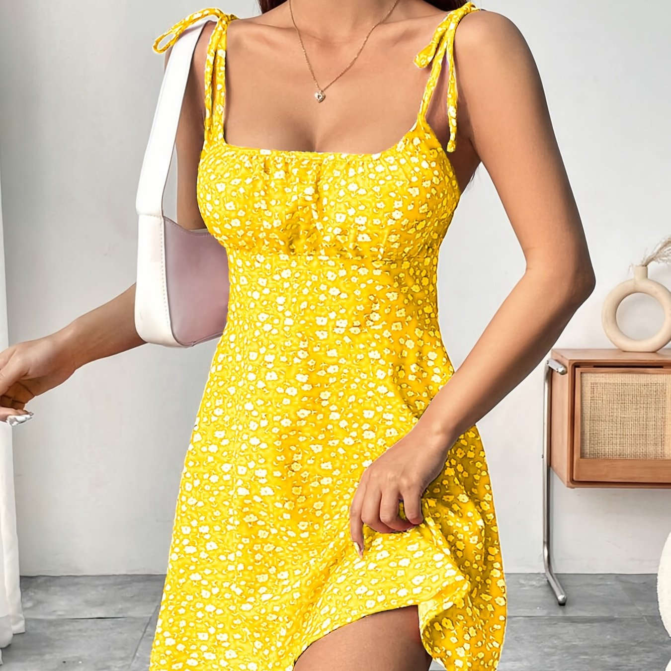 Elegant Floral Print Cami Dress - Sleeveless Midi for Women   OAXG 