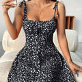 Elegant Floral Print Cami Dress - Sleeveless Midi for Women   OAXG Black / XS
