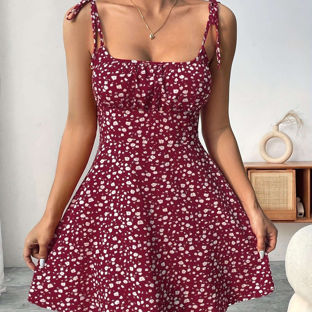 Elegant Floral Print Cami Dress - Sleeveless Midi for Women   OAXG Black / XS