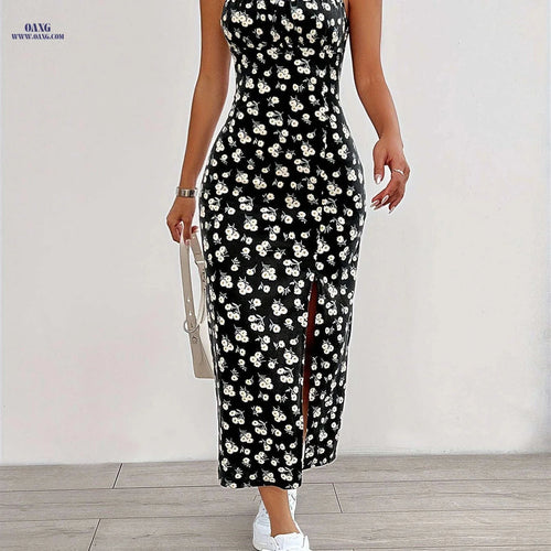 Elegant Floral Print Cami Dress - Sleeveless Spaghetti Strap for Summer   OAXG 
