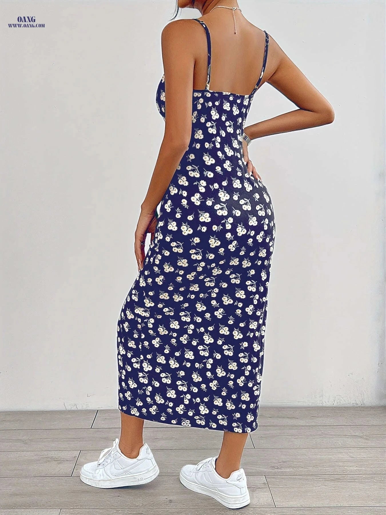 Elegant Floral Print Cami Dress - Sleeveless Spaghetti Strap for Summer   OAXG 