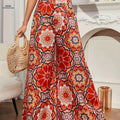 Elegant Floral Print High Waist Pants - Women's Wide Leg Style   OAXG Red / S