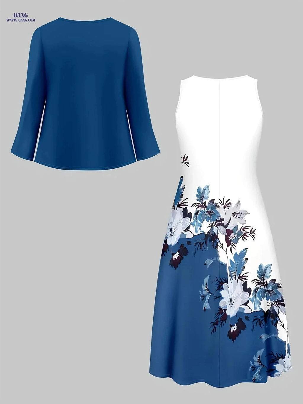 Elegant Floral Print Maxi Dress Set - Spring/Autumn Casual Outfit   OAXG 