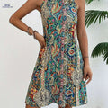 Elegant Floral Print Pleated Dress - Sleeveless Summer Tunic   OAXG Multicolor / S