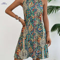 Elegant Floral Print Pleated Dress - Sleeveless Summer Tunic   OAXG 