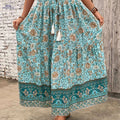 Elegant Floral Print Pleated Tie Waist Skirt - Light Blue, Spring Style   OAXG 