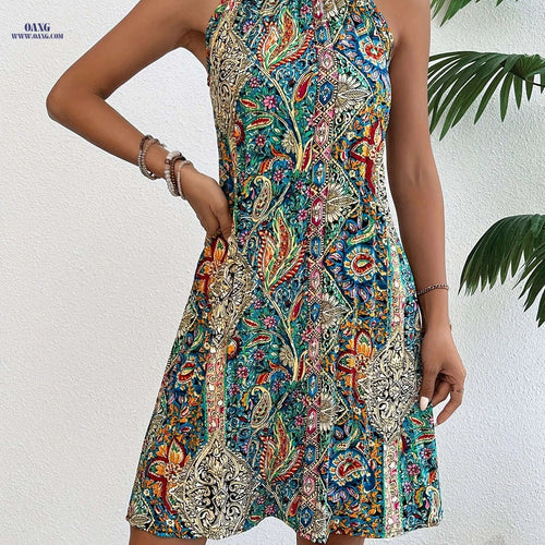 Elegant Floral Print Sleeveless Dress - Perfect Summer Tunic for Women   OAXG Multicolor / S