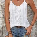 Elegant Floral Strap Camisole Top for Women - Trendy Button Detail   OAXG White / S